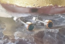 SCHMUCK-STCK Ohrringe 925 SILBER grün Cabochon Stecker Turmalin rund vergoldet