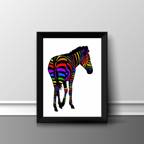 Zebra farb volldruck - zebra, bild