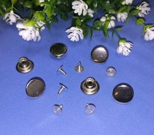 ✅ 6x Druckknöpfe 17 mm Jeansknopf Metall Rostfrei Nähfrei Fester Sockel Silber