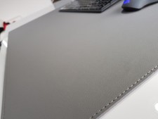 PM Schreibtischunterlage sanft lux Kunst Leder 90 x 50 Grau mit Graue Naht 