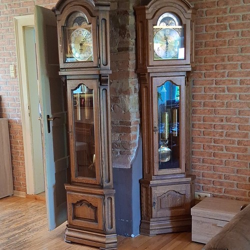 Eckstanduhr eichenholz mit - eichenholz,