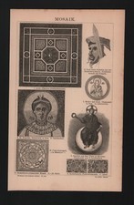 Lithograph 1885, Mosaic. Glass