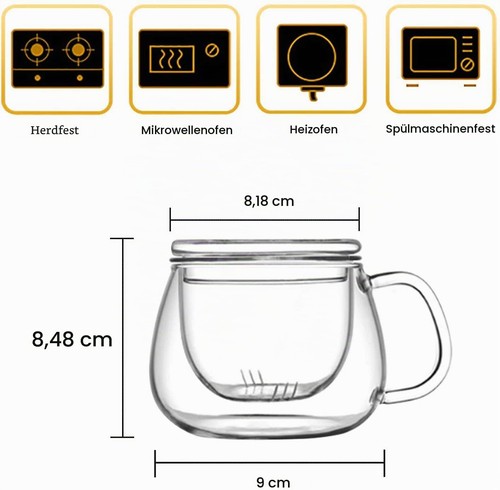 Teetasse glas mit teesieb - teetasse,