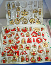 Gr. Konvolut Weihnacht Figuren + Strohsterne Holz Baumschmuck / Geschenkanhänger