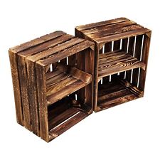 Geflammte Holzkisten Kiste Regal Dekokiste Dekoregal Boden kurz 50x40 x30cm 2er
