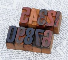 0-9 Zahlen Holzzahlen 32mm Holzstempel Zahlenstempel Zahl letterpress woodtype