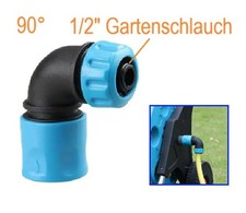 blau 90° Winkel Bogen 1/2" Gartenschlauch Kupplung Schlauchkupplung 1/2" 90 Grad