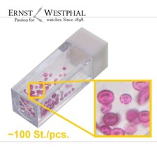 Konvolut flache Radlochsteine aus synthetischem Rubin für Armbanduhrwerke