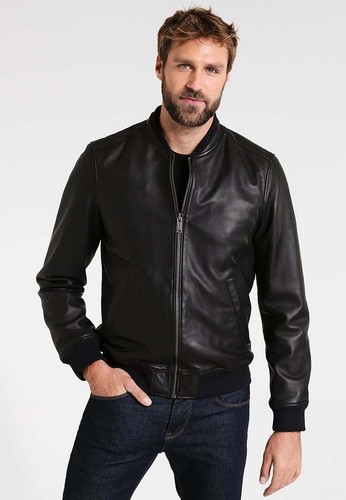 Schwarze bomber lederjacke - schwarze,