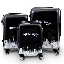Reisekofferset 3-teilig Hartschalenkoffer Trolley Fly The World Black BERWIN