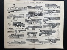 antike Grafik Varia: Handfeuerwaffen Gewehre - alte Grafik um 1905 Guns