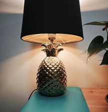 Trio Tischleuchte Pineapple Ananas schwarz Gold Keramik mit Leuchtmittel-3x