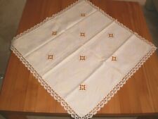 Tischdecke Mitteldecke Handarbeit Stickerei Spitze Baumwolle Damast 68 x 70 cm