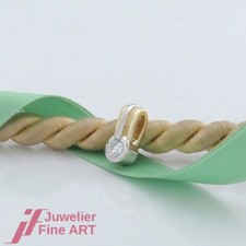 Solitär Anhänger -fein/klein- mit 1 Brillant 0,20ct - 14K/585 Gelbgold-Weißgold