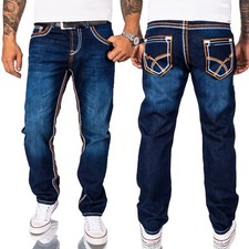 Jeans Hose Herren Jeans Rock Creek Jeanshosen Comfort Fit Blau Dicke Nähte NEU