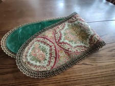 Vintage Tischdecke Tischläufer Brokatdecke Goldbrokat Blumenmuster  104cm/30cm