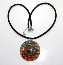 Lampwork Murano Art Glas Anhänger Amulett Topas Türkis/Petrol Goldsand  316c