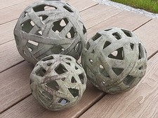 Deko Kugel grau grünlich Terrasse Wohnen Skulptur Garten Beet Für Schale 