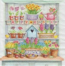 3 lose Servietten ~ Frühlingsblumen im Regal Garten Ostern Küken Tulpen