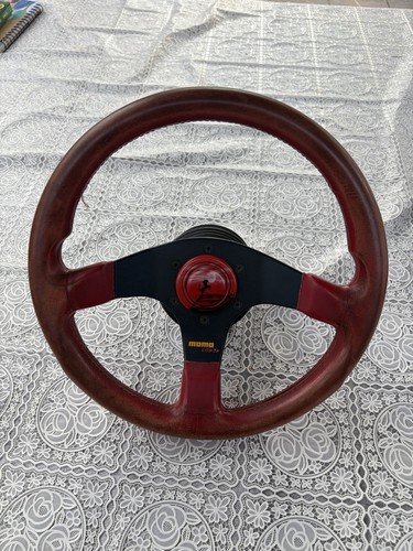 Momo corse lenkrad leder rot - leder,
