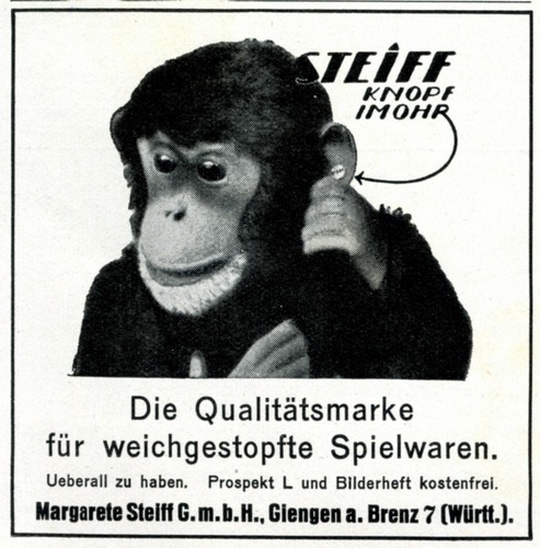 Steiff affe reklame 1925 - reklame,
