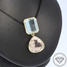 Wert 2590 € Morganit Aquamarin Anhänger 585 14 Karat Gelb Gold xxyy