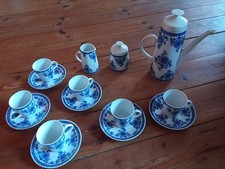 Lichte Fine China  -echt Kobalt- Mokka Service