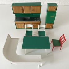 DDR Puppenstube Küche 80er VERO Rekord Kühlschrank Tisch Eckbank Stühle Vintage