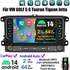 7" Für 2 DIN VW GOLF 5 6 Passat Polo Android 14 Apple Carplay Autoradio GPS Navi