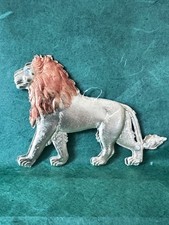 Christbaumschmuck Dresdner Pappe Weihnachtsschmuck  Löwe Lion  Gold 6,5cm