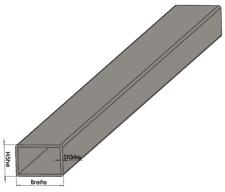 Aluminium-Rechteckrohr AlMgSi Alu-Rohr rechteckig Vierkantrohr Profil Metall T66