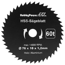 1x HSS Kreissägeblatt Ø 76x10 mm 60 Zähne für Mini Handkreissäge Tauchsäge Neu