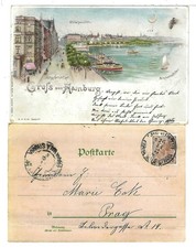 Gruß aus Hamburg, halt gegen das Licht, Farb-Litho nach Prag