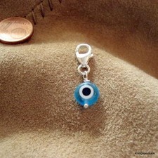 Glücksauge Charm Anhänger in 925er Silber, glas Nazar: ca. 8 mm, farbe wählbar