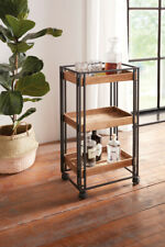 Beistelltisch Servierwagen Barwagen Küchenwagen Rollregal Holz Metall schwarz 