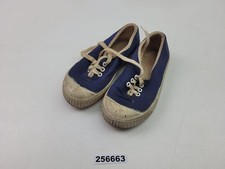 DDR Turnschuhe Kinder Stoff Gummisohle DDR Blau Weiß Größe 16 Vintage #256663