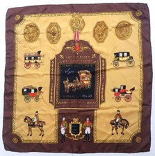 CELINE Paris Vintage Schal Carré 100% Seide 86x86 cm handrolliert Postkutschen