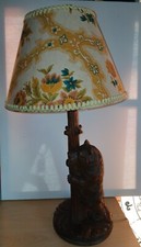 seltene SCHREIBTISCHLAMPE Tischlampe Messing Holz Vintage E-Anschluss E27 68cm h