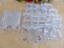 50 x Organzabeutel Organza Tasche weiß silberne Schmetterlinge 7 x 9 cm 032