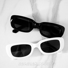 Sonnenbrille Rund Rechteckig Unisex 2 Farben Damen Herren Brille Schwarz Weiss