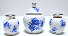 Thomas Porzellan - Salz-Pfefferstreuer & Senftopf mit 835er Silber Deckel