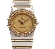 Wert 2450 € Omega Constellation Quarz Uhr 53348476 Stahl 18 K Gold Diamanten ...