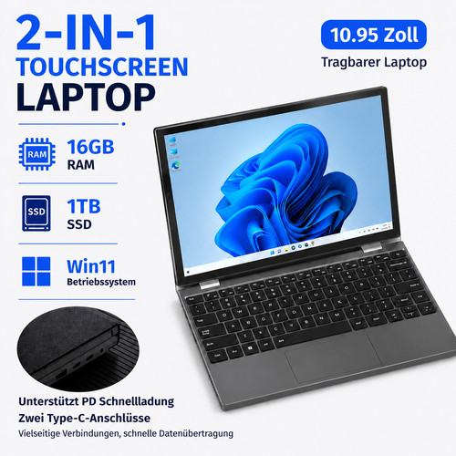 Touchscreen 2 in - 10.95", 2-in-1