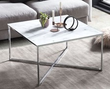 Couchtisch weiß chrom 80x80 - couchtisch,