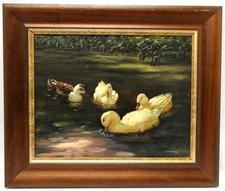 Öl auf Leinwand "Vier Enten