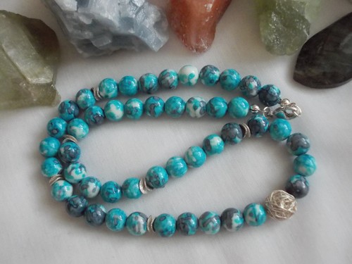 Aqua jade kette - aqua-jade, 8mm