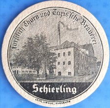 Alter Bierdeckel VK Fürstlich Thurn u. Taxis`sche Brauerei Schierling um 1932