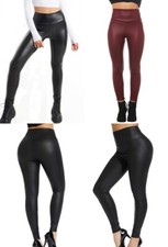 Damen Leder Optik Leggings
