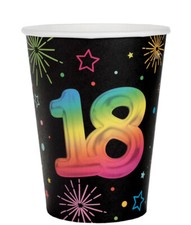 6 Papp-Becher Geburtstag 18