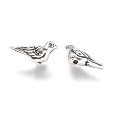 10 Spacer Vogel Farbe antiksilber Zwischenperlen Metall Schmuck basteln #S632
